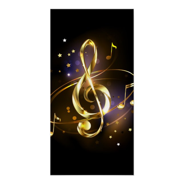 Goldener Violinschlüssel Musik Poster (Vorderseite)