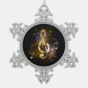 Goldener Violinschlüssel Musik Schneeflocken Zinn-Ornament