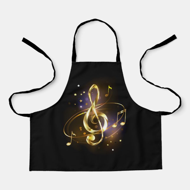 Goldener Violinschlüssel Musik Schürze (Vorderseite)