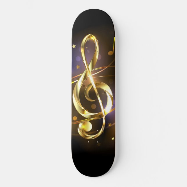Goldener Violinschlüssel Musik Skateboard (Vorderseite)