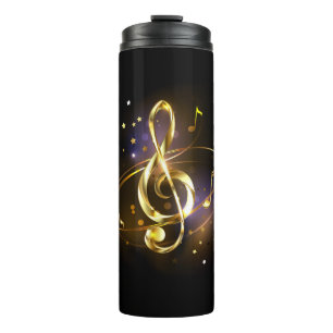 Goldener Violinschlüssel Musik Thermosbecher