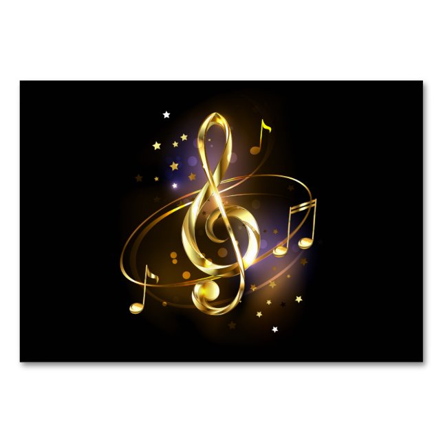 Goldener Violinschlüssel Musik Tischnummer (Vorderseite)