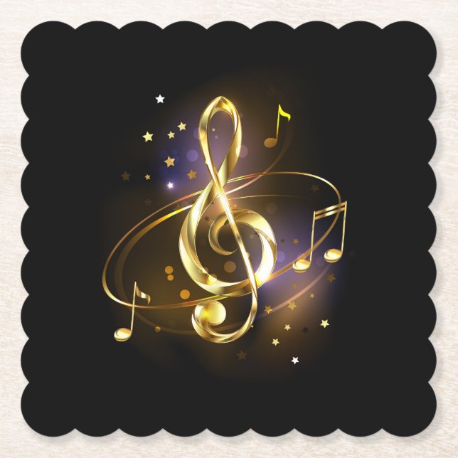Goldener Violinschlüssel Musik Untersetzer (Vorderseite)
