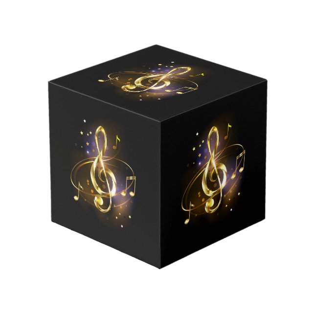 Goldener Violinschlüssel Musik Würfel (Vorderseite Schrägansicht)