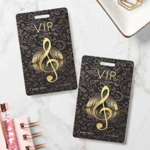 Goldener Violinschlüssel VIP All-Access Elegantes Ausweis