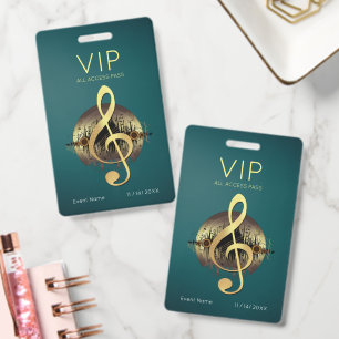 Goldener Violinschlüssel VIP All-Access Moderner M Ausweis