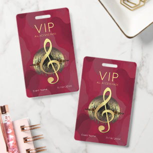 Goldener Violinschlüssel VIP All-Access Rot Abstra Ausweis