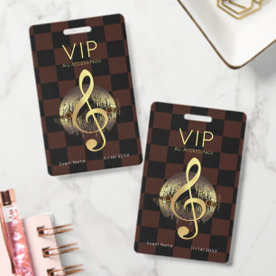 Goldener Violinschlüssel VIP All-Access Scheckdesi Ausweis