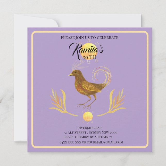 Goldener Vogel Einladung (Vorderseite)