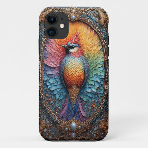 Goldener Vogel im Verzierten Dekorrahmen Case-Mate iPhone Hülle