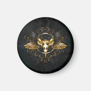 Goldener Vogelschädel auf schwarzem Hintergrund Magnet