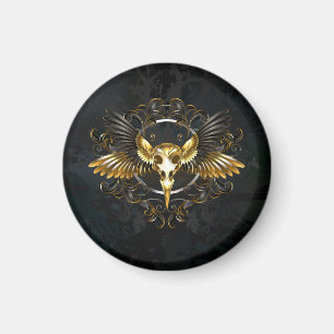 Goldener Vogelschädel auf schwarzem Hintergrund Magnet