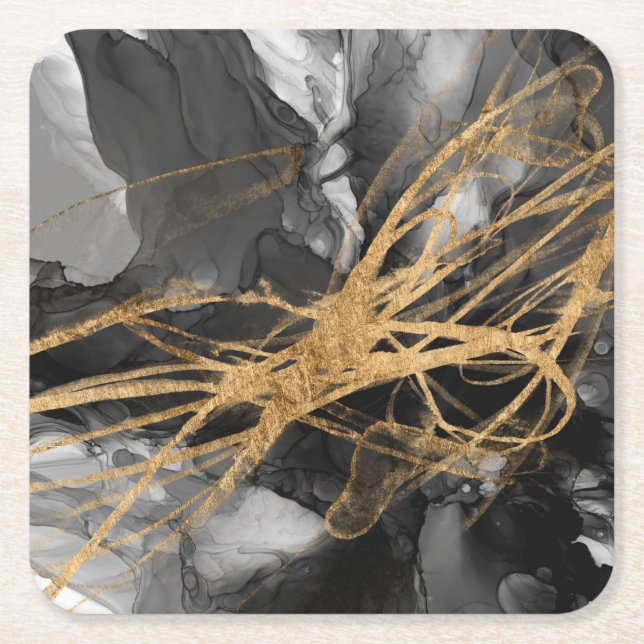 Goldener Vortex I Rechteckiger Pappuntersetzer (Vorderseite)