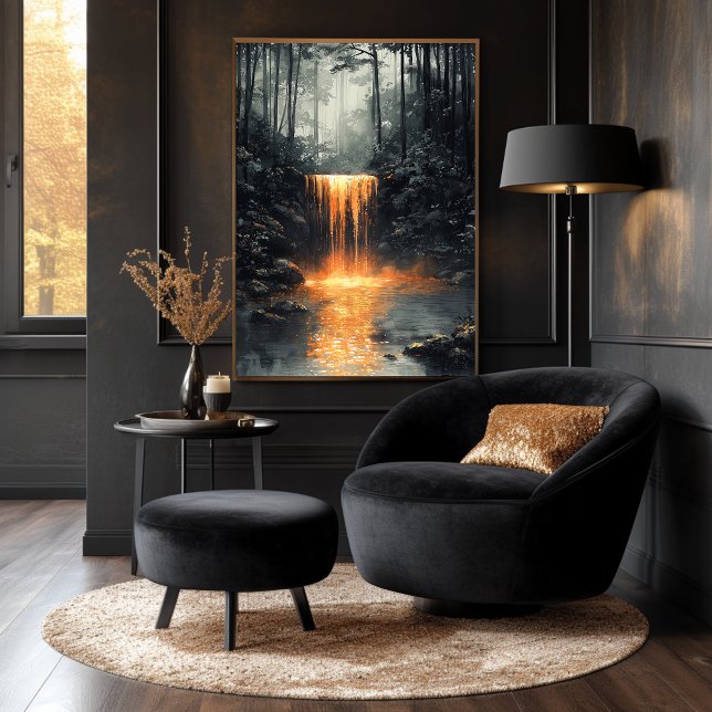 Goldener Wasserfall im Mystischen Wald Poster (Von Creator hochgeladen)