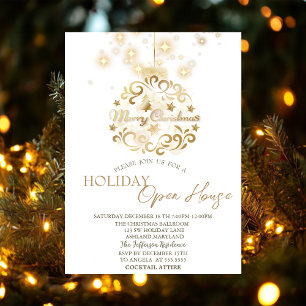 Goldener Weihnachtsball Glanz Feiertage Open House Einladung