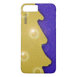 Goldener Weihnachtsbaum auf Blau mit Namen iPhone 8 Plus/7 Plus Hülle