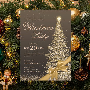 Goldener Weihnachtsbaum-Bogen Festliche Party Einladung