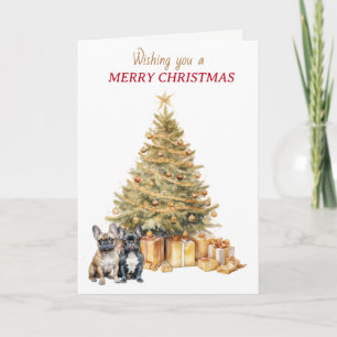 Goldener Weihnachtsbaum Französische Bulldoggen We Feiertagskarte
