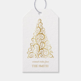 Goldener Weihnachtsbaum, Frohe Weihnachten Geschenkanhänger