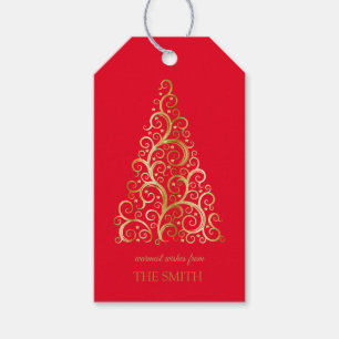 Goldener Weihnachtsbaum, Frohe Weihnachtsgeschenke Geschenkanhänger