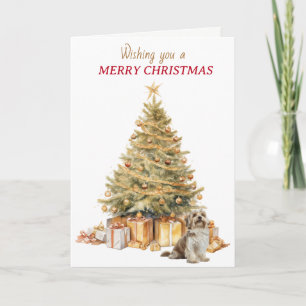 Goldener Weihnachtsbaum Havanese Hund Feiertagskarte