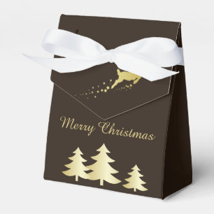 Goldener Weihnachtsbaum mit Rentier Geschenkschachtel