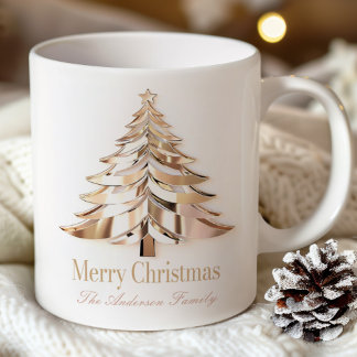 Goldener Weihnachtsbaum-Mug | Benutzerdefinierter Kaffeetasse
