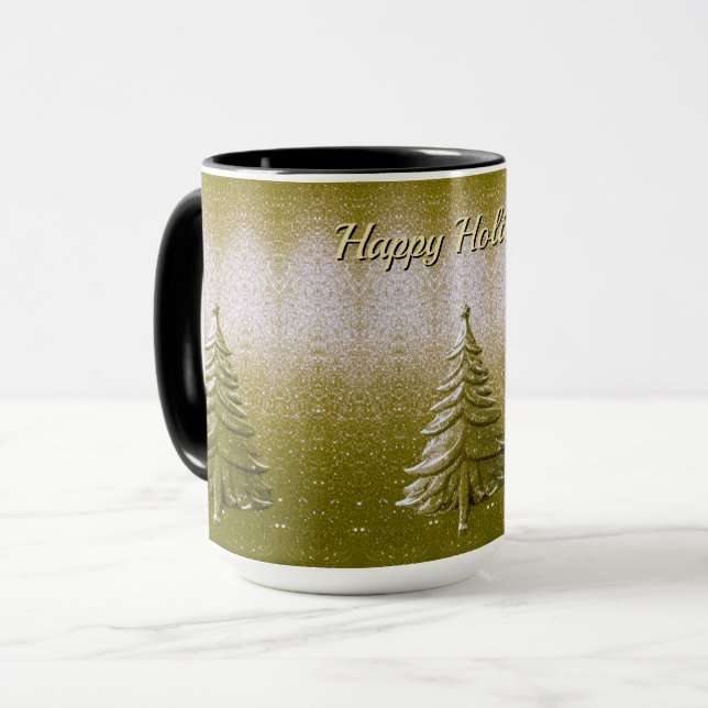 Goldener Weihnachtsbaum-Mug Tasse (Vorderseite Links)