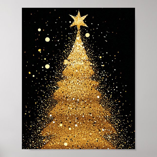 Goldener Weihnachtsbaum Poster (Vorne)
