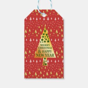 Goldener Weihnachtsbaum - Rote Landschaft Geschenkanhänger