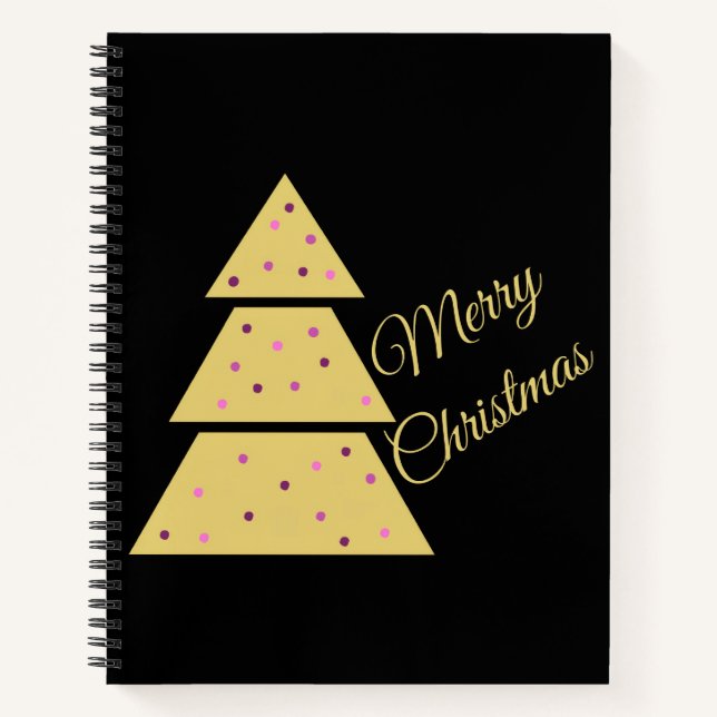 Goldener Weihnachtsbaum Spiralblock Notizbuch (Vorderseite)