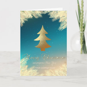Goldener Weihnachtsbaum, Zweige Unternehmen Feiertagskarte