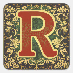 Goldener Weihnachtsbrief R: Freudene Eleganz Quadratischer Aufkleber