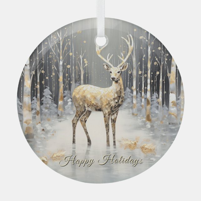 Goldener Weihnachtsfest Ornament Aus Glas (Vorderseite)