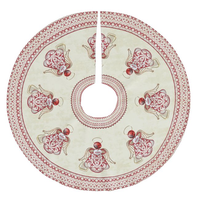 Goldener Weihnachtsgel von Song Red Filigree Polyester Weihnachtsbaumdecke (Vorderseite)