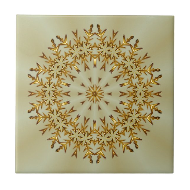 Goldener Weihnachtskranz Fliese (Vorderseite)