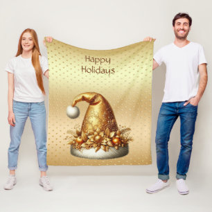 Goldener Weihnachtsmann-Hut Feierabend-Fleece-Deck Fleecedecke