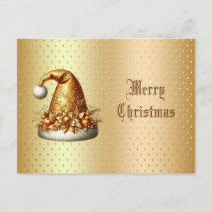 Goldener Weihnachtsmannhut Feiertag Weihnachten Po Postkarte