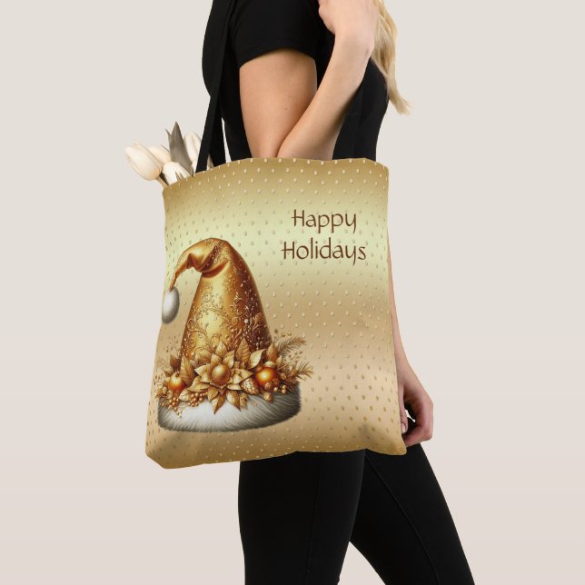 Goldener Weihnachtsmannhut Feiertags-Tragetasche (Von Nahem)