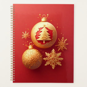 Goldener Weihnachtsroter Dekorationsplaner Planer