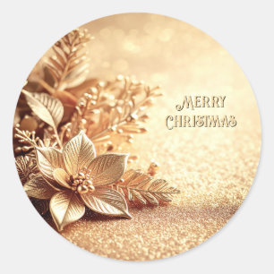 Goldener Weihnachtsstern-Aufkleber Runder Aufkleber