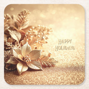 Goldener Weihnachtsstern-Papiersetzer Rechteckiger Pappuntersetzer