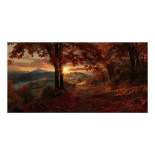Goldener Weinbergpfad – Poster der piemontesischen