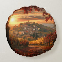 Goldener Weinbergsonnenuntergang – Runde Herbst-Ak