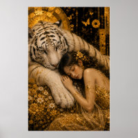 Goldener Weißer Tiger Ewiger Wächter Fantasy-Kunst