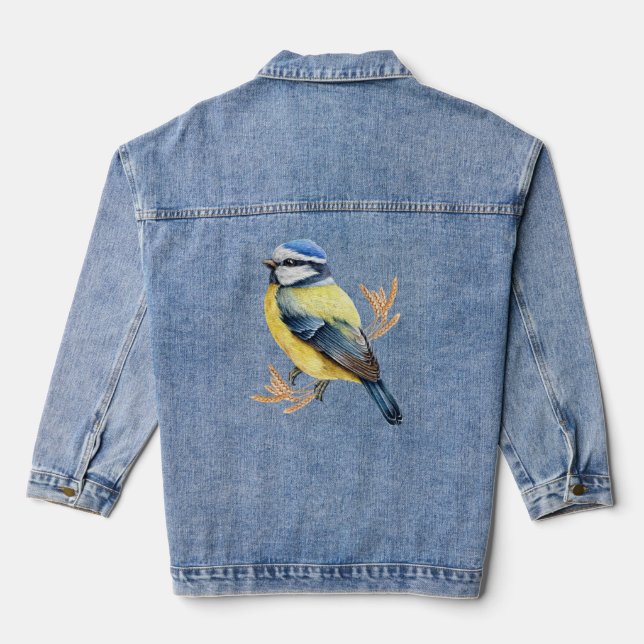 Goldener Weizen und Blaumeise Jeansjacke (Rückseite)