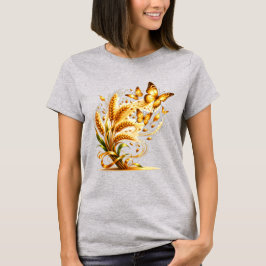 Goldener Weizen verwandelt sich in Schmetterlinge  T-Shirt