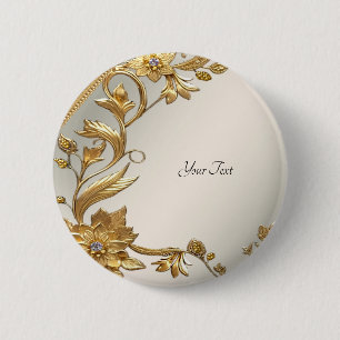 Goldener Wellenblatt-Blumenknopf Button
