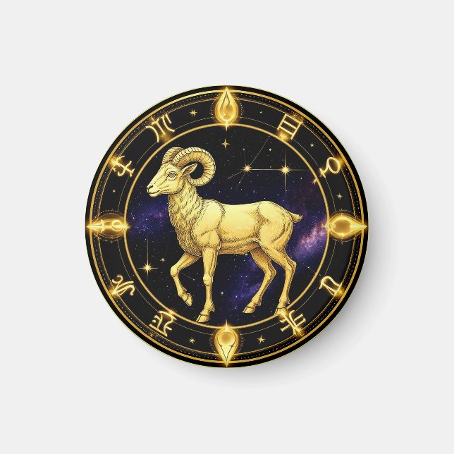 Goldener Widder Tierkreiszeichen mit Widder Magnet (Vorne)