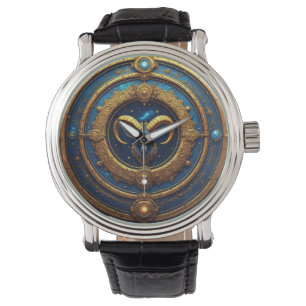 Goldener Widder-Zodiakschild Armbanduhr